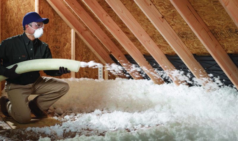 Blown-in fiberglass insulation