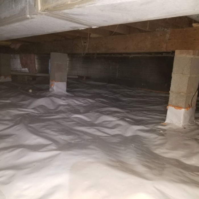 Crawl Space insulated and encapsulated.