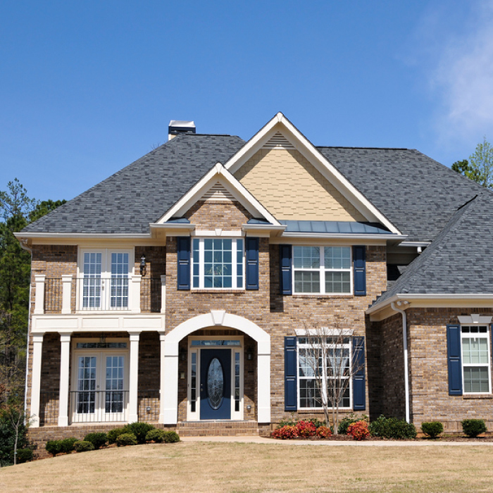 Exterior view of two-story home.