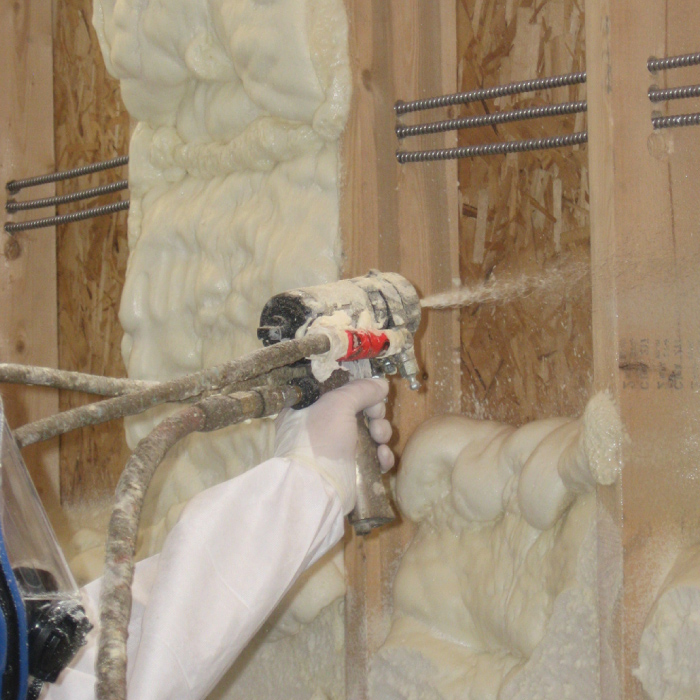 Spray Foam Insulation being installed in walls.